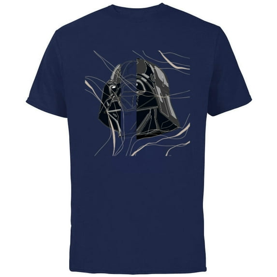 Star Wars Darth Vader Helmet in Windswept Lines - Short Sleeve Cotton T-Shirt for Adults - Customized-Navy