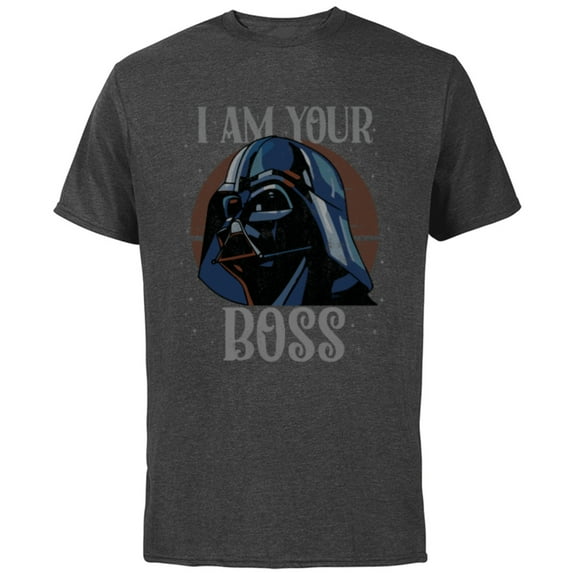 Star Wars Darth Vader I Am Your Boss Retro Quote Funny Gift- Short Sleeve Cotton T-Shirt for Adults - Customized-Charcoal