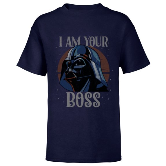 Star Wars Darth Vader I Am Your Boss Retro Quote Funny Gift- Short Sleeve T-Shirt for Kids - Customized-Navy