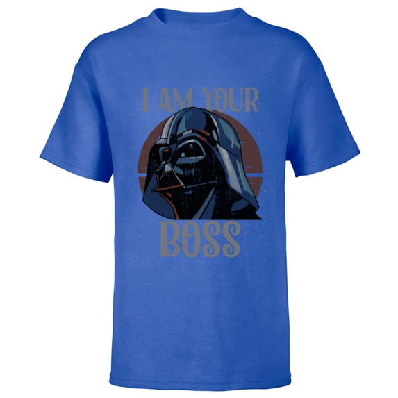 Star Wars Darth Vader I Am Your Boss Retro Quote Funny Gift- Short Sleeve T-Shirt for Kids - Customized-Royal
