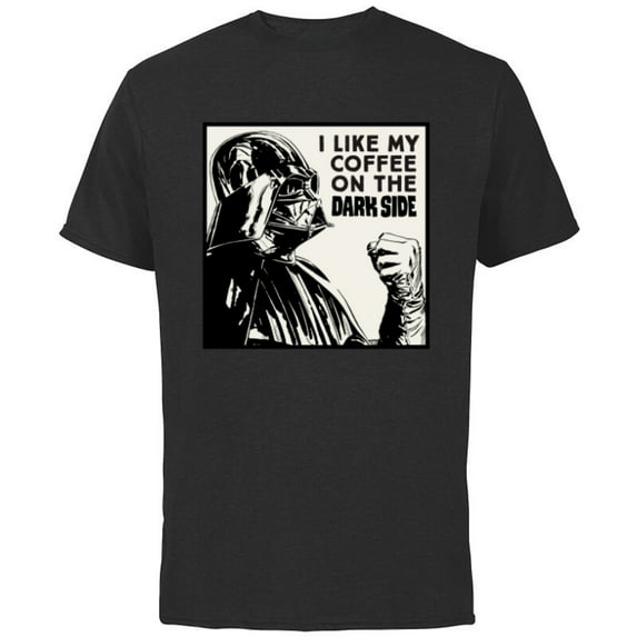 Star Wars Darth Vader I Like My Coffee On the Dark Side - Short Sleeve Cotton T-Shirt for Adults - Customized-Black