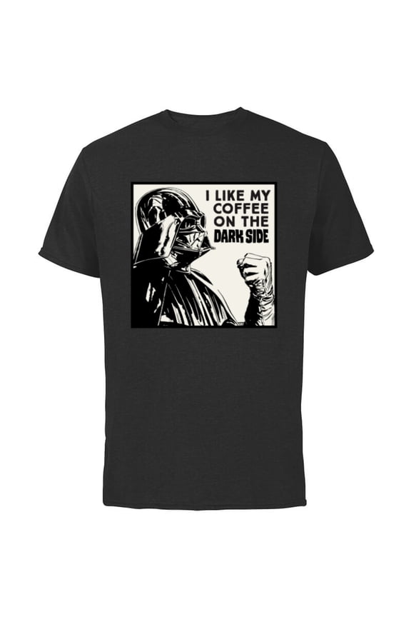 Darth Vader I Like My Coffee On the Dark Side - Short Sleeve Cotton T-Shirt for Adults - Customized-Black