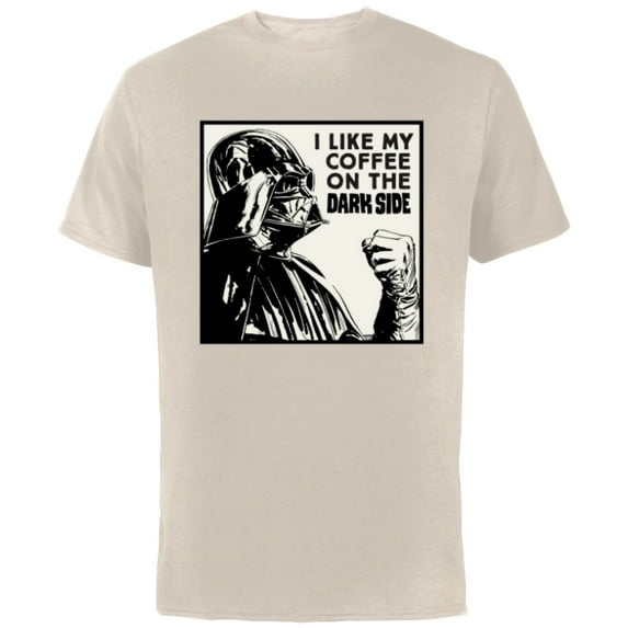 Star Wars Darth Vader I Like My Coffee On the Dark Side - Short Sleeve Cotton T-Shirt for Adults - Customized-Natural