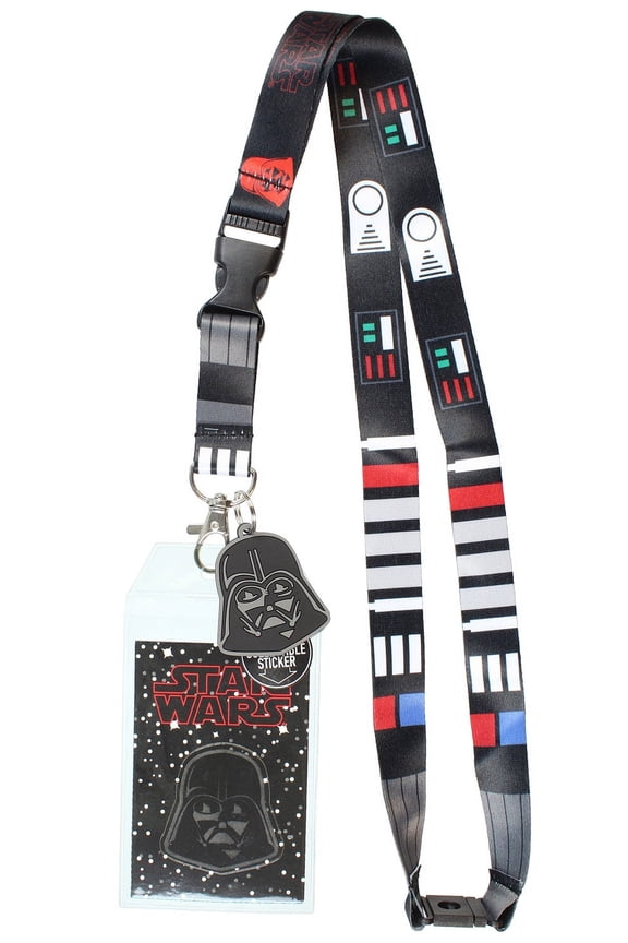 Star Wars Darth Vader ID Lanyard Badge Holder With 1.5" Rubber Charm Pendant