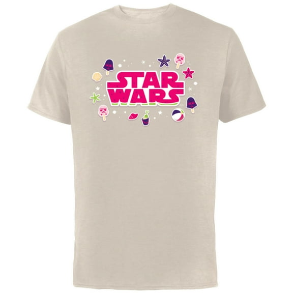 Star Wars Darth Vader Ice Cream Logo Summer Beach Vacation - Short Sleeve Cotton T-Shirt for Adults - Customized-Natural