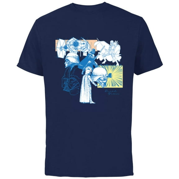 Star Wars Darth Vader Illustrations of a Sith Lord - Short Sleeve Cotton T-Shirt for Adults - Customized-Navy