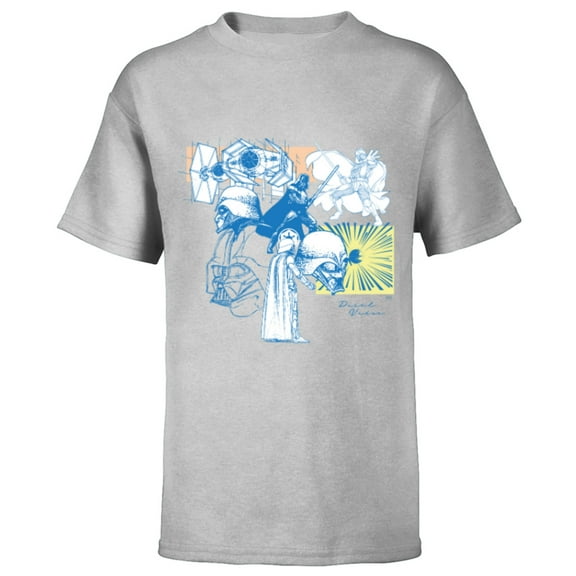 Star Wars Darth Vader Illustrations of a Sith Lord - Short Sleeve T-Shirt for Kids - Customized-Athletic Heather