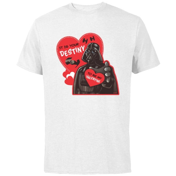 Star Wars Darth Vader It Is Your Destiny to be My Valentine - Short Sleeve Cotton T-Shirt for Adults - Customized-White