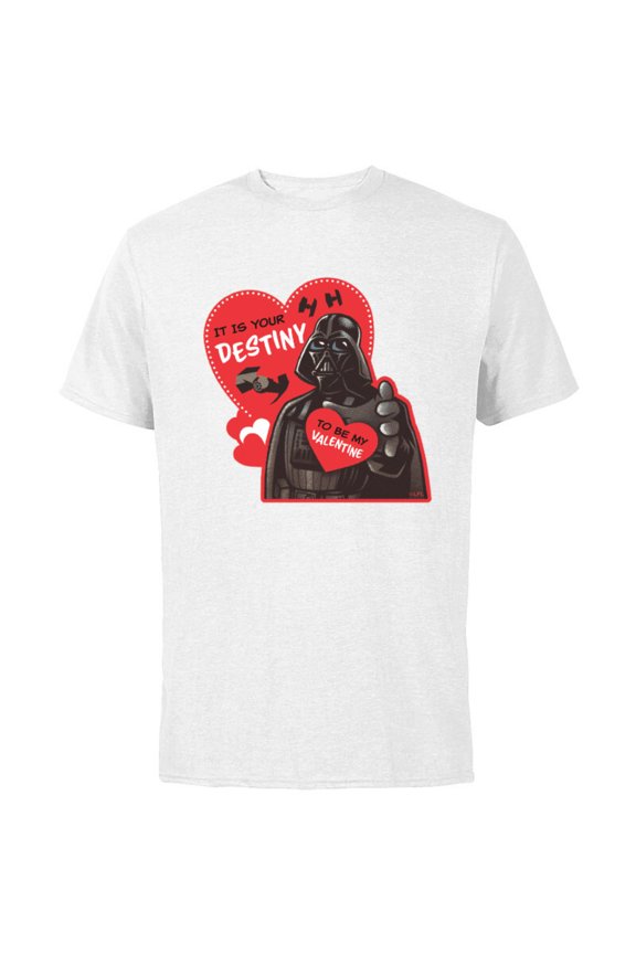 Darth Vader It Is Your Destiny to be My Valentine - Short Sleeve Cotton T-Shirt for Adults - Customized-White