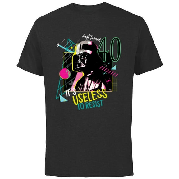 Star Wars Darth Vader It’s Useless to Resist 40th Birthday - Short Sleeve Cotton T-Shirt for Adults - Customized-Black