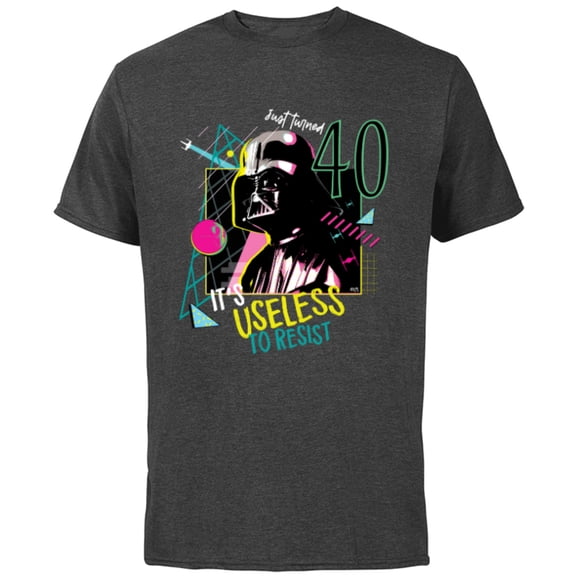 Star Wars Darth Vader It’s Useless to Resist 40th Birthday - Short Sleeve Cotton T-Shirt for Adults - Customized-Charcoal