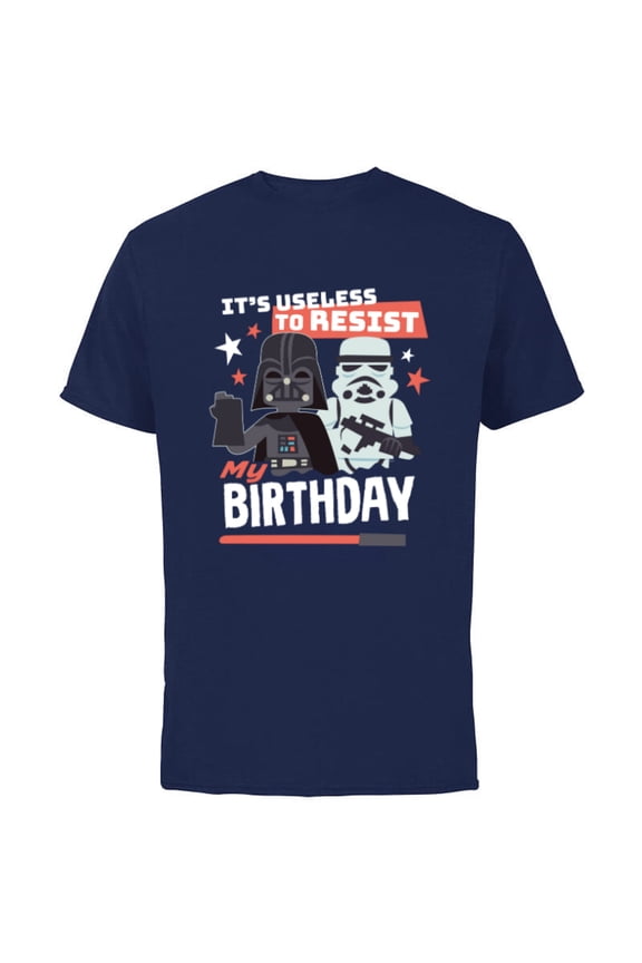 Darth Vader It’s Useless to Resist My Birthday - Short Sleeve Cotton T-Shirt for Adults - Customized-Navy