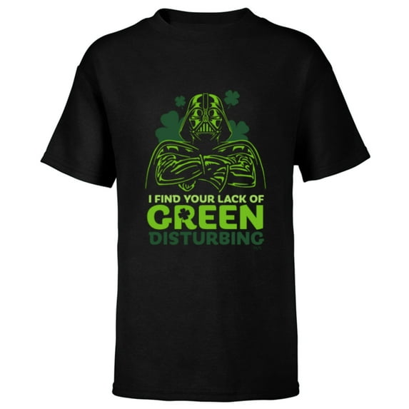 Star Wars Darth Vader Lack of Green Funny St. Patrick's Day - Short Sleeve T-Shirt for Kids - Customized-Black