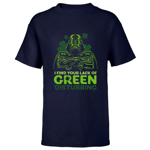 Star Wars Darth Vader Lack of Green Funny St. Patrick's Day - Short Sleeve T-Shirt for Kids - Customized-Navy