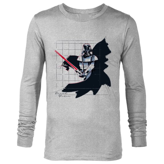 Star Wars Darth Vader Lightsaber Pose Grid Sketch - Long Sleeve T-Shirt for Men - Customized-Athletic Heather