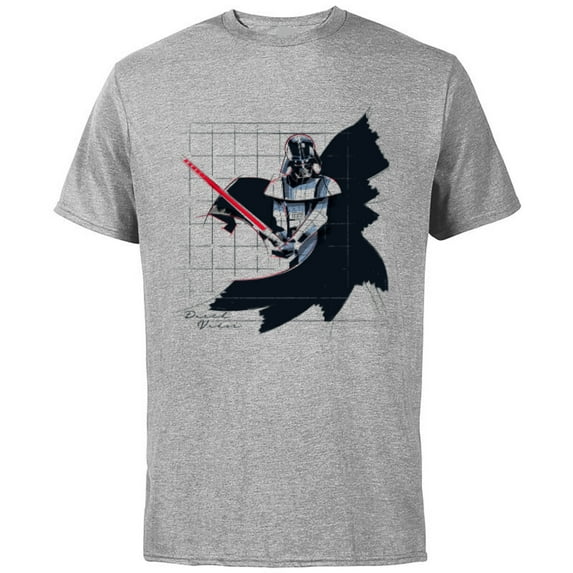 Star Wars Darth Vader Lightsaber Pose Grid Sketch - Short Sleeve Cotton T-Shirt for Adults - Customized-Athletic Heather