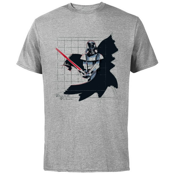 Star Wars Darth Vader Lightsaber Pose Grid Sketch - Short Sleeve Cotton T-Shirt for Adults - Customized-Athletic Heather