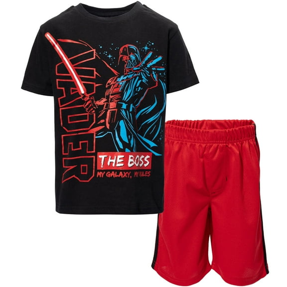 Star Wars Darth Vader Little Boys T-Shirt and Mesh Shorts Outfit Set Little Kid to Big Kid