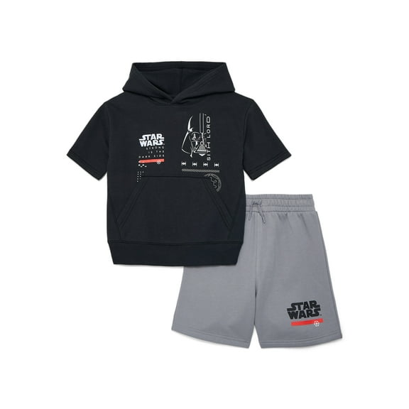 Star Wars Darth Vader Little and Big Boys' Short Sleeve Hoodie and Shorts Set, 2-Piece, Sizes 4-16