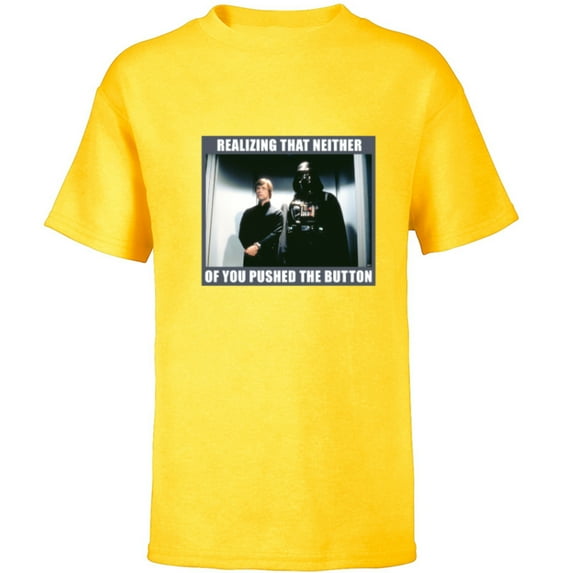 Star Wars Darth Vader Luke Skywalker Elevator Button Funny - Short Sleeve T-Shirt for Kids - Customized-Yellow
