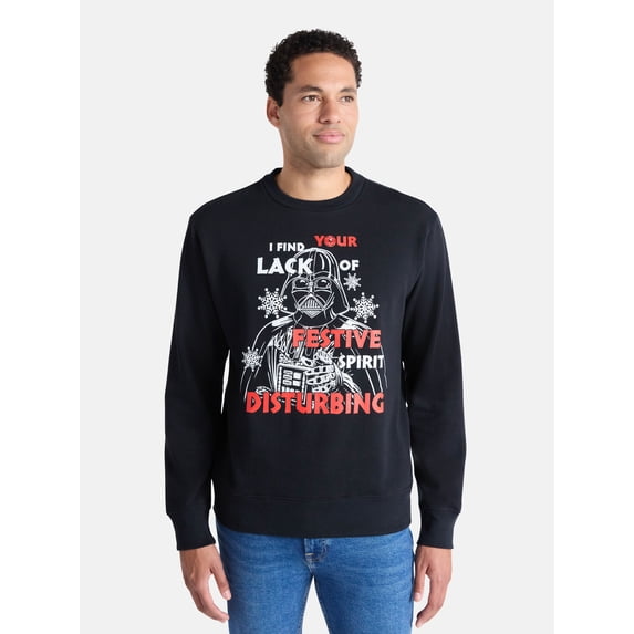 Star Wars Darth Vader Men's and Big Men's Holiday Graphic Light Up Sweatshirt, Sizes XS-3XL