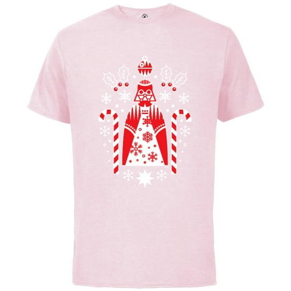 Star Wars Darth Vader Nordic Print Christmas Holiday - Short Sleeve Cotton T-Shirt for Adults - Customized-Soft Pink