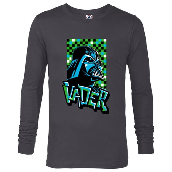 Star Wars Darth Vader Pixel Art Graffiti Tag Style - Long Sleeve T-Shirt for Men - Customized-Charcoal Heather
