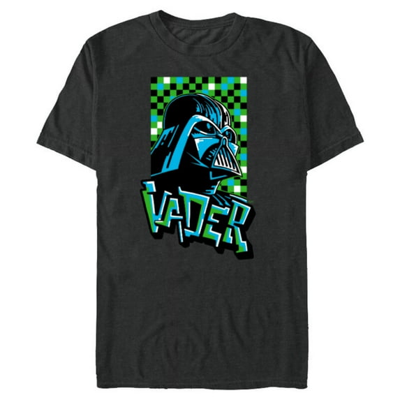 Star Wars Darth Vader Pixel Art Graffiti Tag Style - Short Sleeve Blended T-Shirt for Adults - Customized-Dark Heather