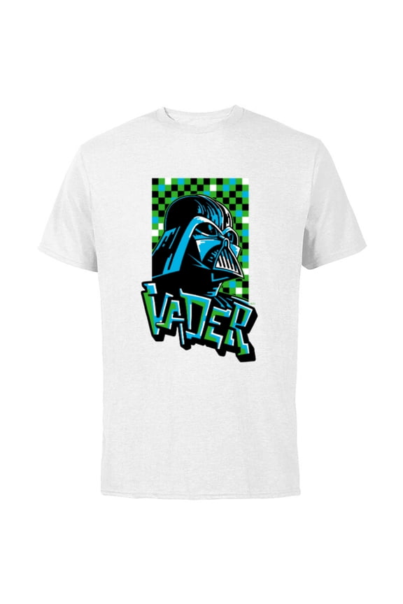 Darth Vader Pixel Art Graffiti Tag Style - Short Sleeve Cotton T-Shirt for Adults - Customized-White