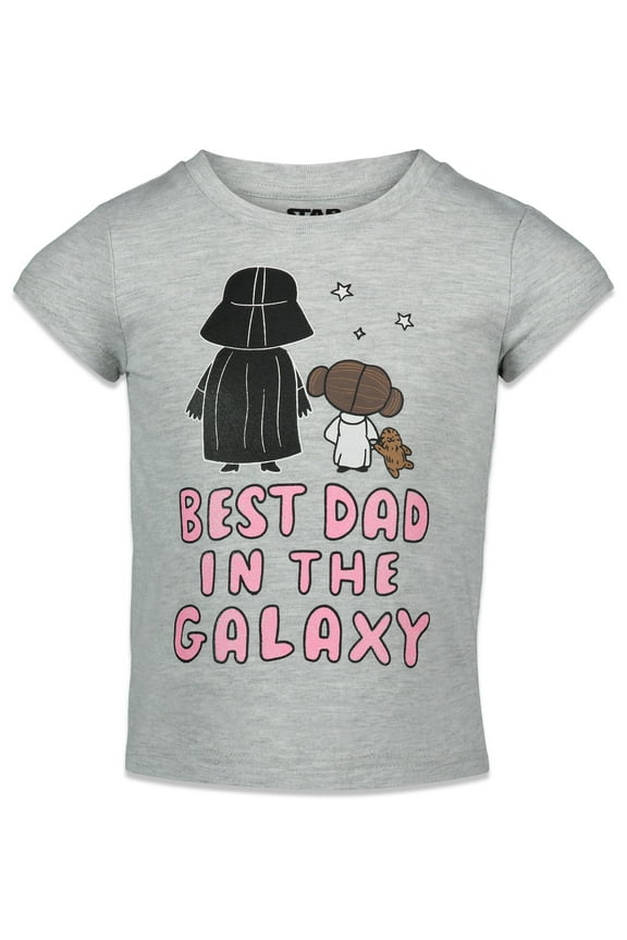Darth Vader Princess Leia Father's Day Big Girls T-Shirt Toddler to Big Kid