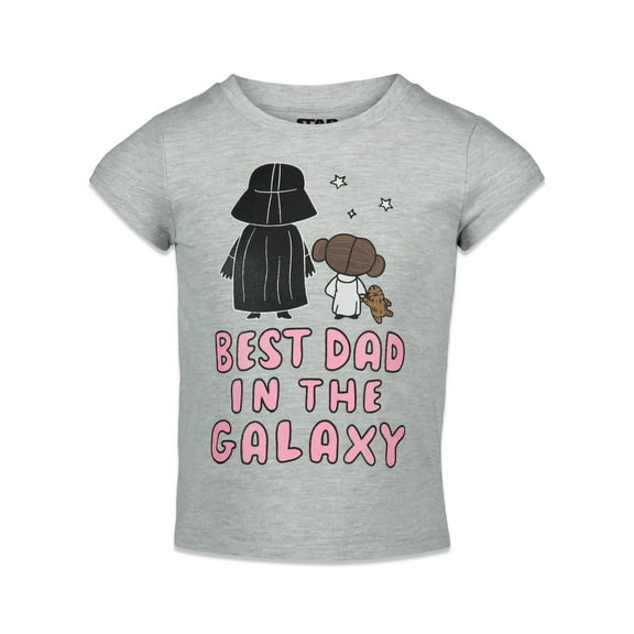 Star Wars Darth Vader Princess Leia Father's Day Little Girls T-Shirt Toddler to Big Kid