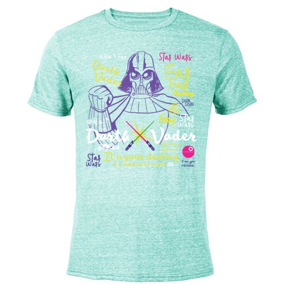 Star Wars Darth Vader Quotes and Doodles - Short Sleeve Blended T-Shirt for Adults - Customized-Ocean Blue