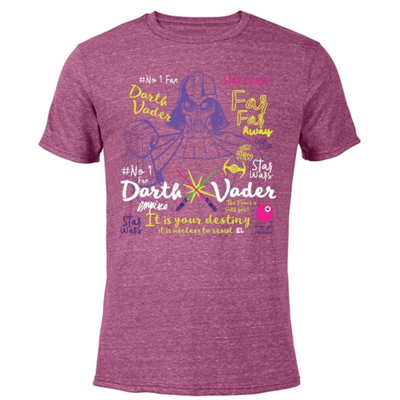 Star Wars Darth Vader Quotes and Doodles - Short Sleeve Blended T-Shirt for Adults - Customized-Purple