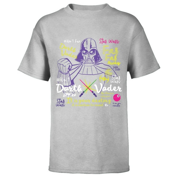 Star Wars Darth Vader Quotes and Doodles - Short Sleeve T-Shirt for Kids - Customized-Athletic Heather