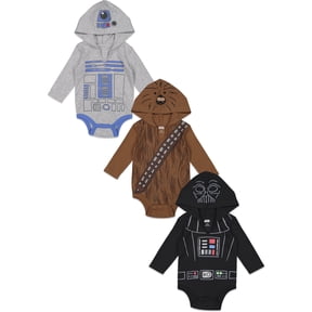 Star Wars Darth Vader R2-D2 Chewbacca Infant Baby Boys 3 Pack Costume Bodysuits Newborn to Infant