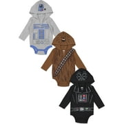Star Wars Darth Vader R2-D2 Chewbacca Newborn Baby Boys 3 Pack Costume Bodysuits Newborn to Infant