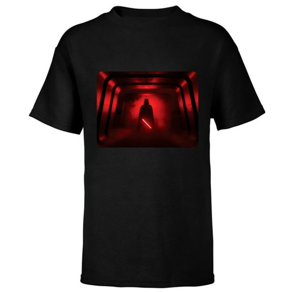 Star Wars Darth Vader Red Lightsaber Shadow - Short Sleeve T-Shirt for Kids - Customized-Black