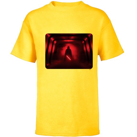 Star Wars Darth Vader Red Lightsaber Shadow - Short Sleeve T-Shirt for Kids - Customized-Yellow