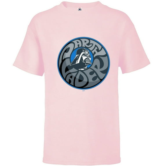 Star Wars Darth Vader Retro Helmet and Name - Short Sleeve T-Shirt for Kids - Customized-Soft Pink