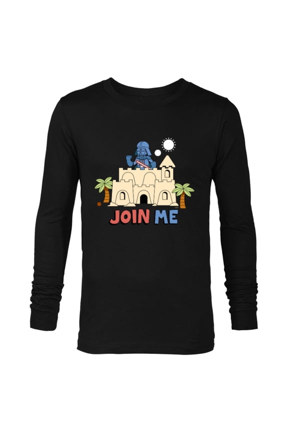 Darth Vader Sand Castle Summer Beach Join Me Funny - Long Sleeve T-Shirt for Men - Customized-Black