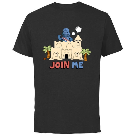 Star Wars Darth Vader Sand Castle Summer Beach Join Me Funny - Short Sleeve Cotton T-Shirt for Adults - Customized-Black