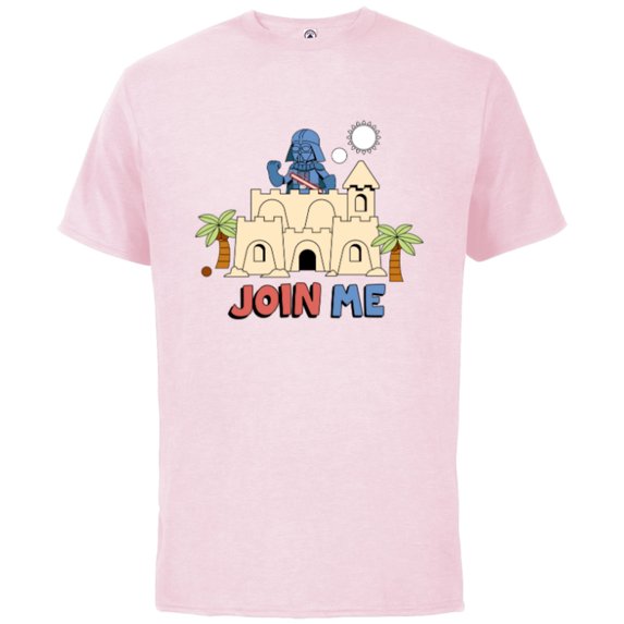 Star Wars Darth Vader Sand Castle Summer Beach Join Me Funny - Short Sleeve Cotton T-Shirt for Adults - Customized-Soft Pink
