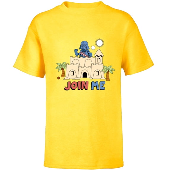 Star Wars Darth Vader Sand Castle Summer Beach Join Me Funny - Short Sleeve T-Shirt for Kids - Customized-Yellow