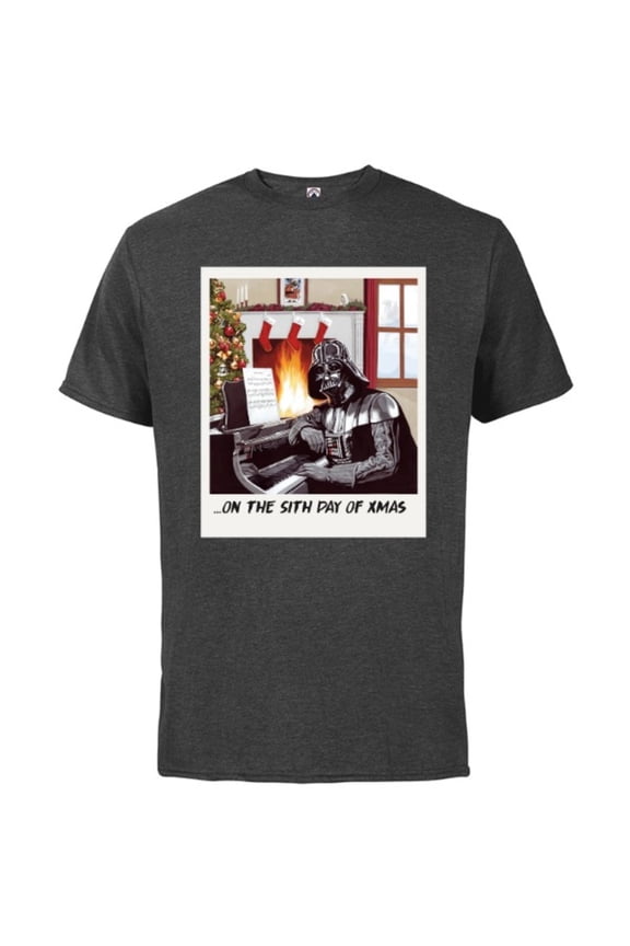 Darth Vader Sith Day of Xmas Holiday - Short Sleeve Cotton T-Shirt for Adults -Customized-Charcoal Heather