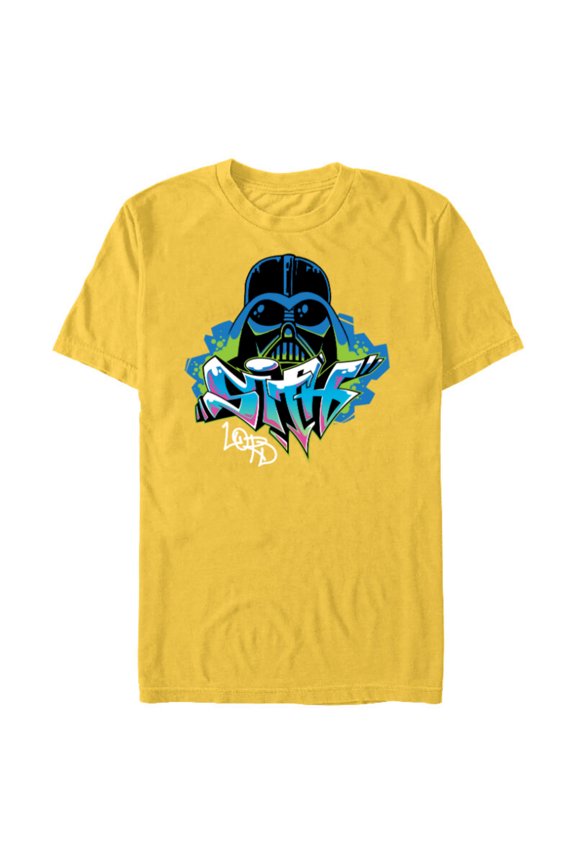 Darth Vader Sith Lord Graffiti Tag Style - Short Sleeve Blended T-Shirt for Adults - Customized-Yellow