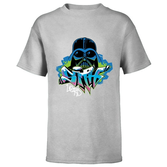 Star Wars Darth Vader Sith Lord Graffiti Tag Style - Short Sleeve T-Shirt for Kids - Customized-Athletic Heather