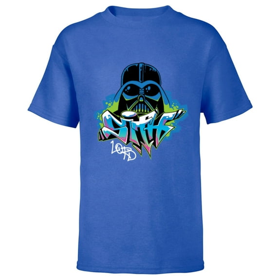Star Wars Darth Vader Sith Lord Graffiti Tag Style - Short Sleeve T-Shirt for Kids - Customized-Royal