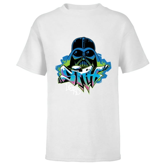 Star Wars Darth Vader Sith Lord Graffiti Tag Style - Short Sleeve T-Shirt for Kids - Customized-White