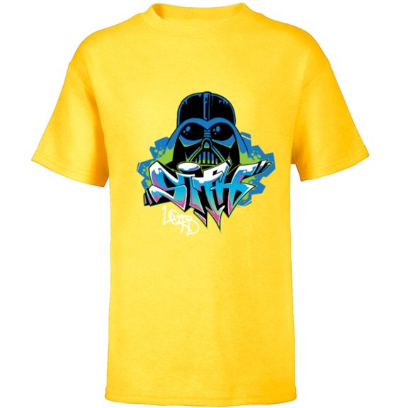 Star Wars Darth Vader Sith Lord Graffiti Tag Style - Short Sleeve T-Shirt for Kids - Customized-Yellow