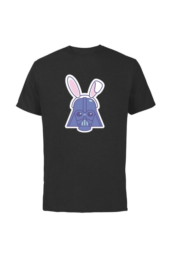 Darth Vader Sticker Style Rabbit Ears Easter Bunny - Short Sleeve Cotton T-Shirt for Adults - Customized-Black
